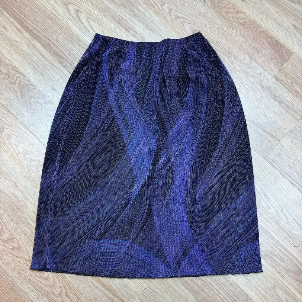 Womens Vintage 90s Skirt Purple Abstract Print Medium Fashion Bug Funky Boho